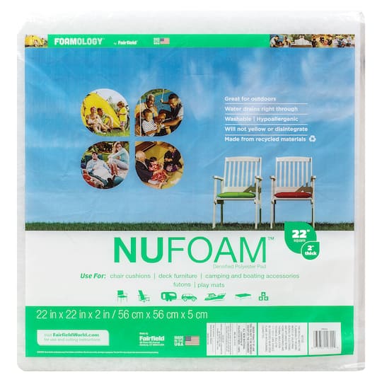 DBN-222-1 22 x 22 x 2 in. Nu Foam Indoor & Outdoor Densified Polyester Padding Pre-Cut - White